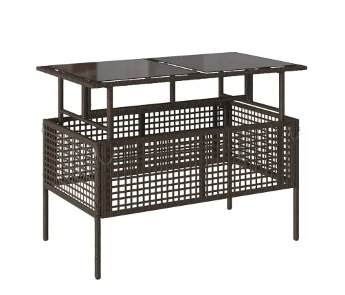 4-Daļīgs Dārza Dīvānu Komplekts, Brūna Pe Rotangpalma, Stikls Vidaxl