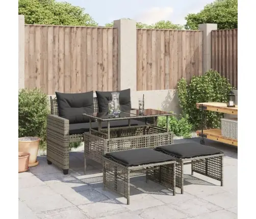 Sodo Komplektas, 4 Dalių, Pilkas, Poliratanas/Stiklas