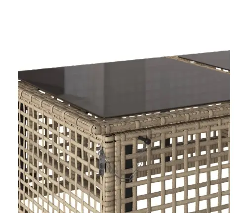 4-Daļīgs Dārza Dīvānu Komplekts, Bēša Pe Rotangpalma, Stikls Vidaxl