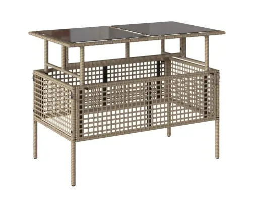 4-Daļīgs Dārza Dīvānu Komplekts, Bēša Pe Rotangpalma, Stikls Vidaxl