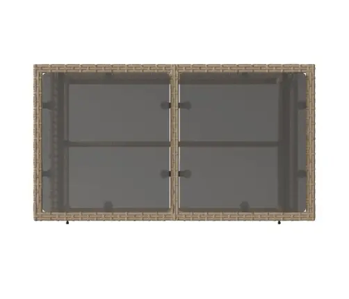 4-Daļīgs Dārza Dīvānu Komplekts, Bēša Pe Rotangpalma, Stikls Vidaxl