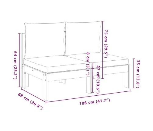 Dvivietė Sodo Sofa Su Pagalvėlėmis, Akacijos Medienos Masyvas