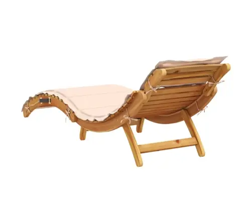 Sauļošanās Zvilnis Ar Matraci, Bēšs, Akācijas Masīvkoks Vidaxl