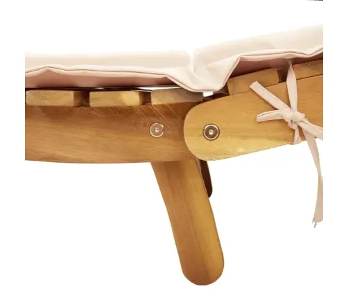 Sauļošanās Zvilnis Ar Matraci, Bēšs, Akācijas Masīvkoks Vidaxl