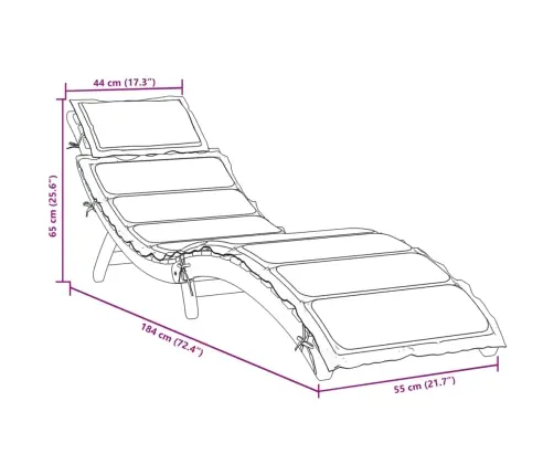 Sauļošanās Zvilnis Ar Matraci, Bēšs, Akācijas Masīvkoks Vidaxl