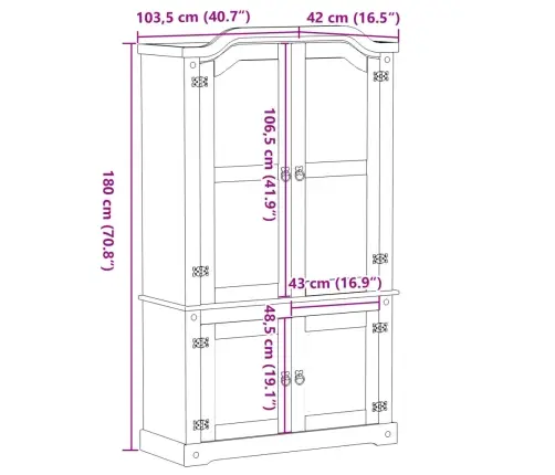 Stiklinė Eksponavimo Spintelė Corona, 103,5X42X180cm Pušis