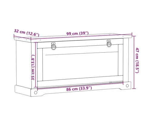 Jalatsikapp "Corona", 99 X 32 X 47 cm Männipuit