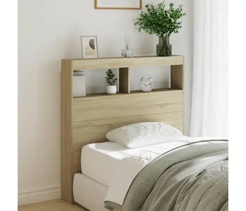 Galvgaļa Skapis Ar Led, Ozolkoka Krāsa, 100X17X102 Cm Vidaxl