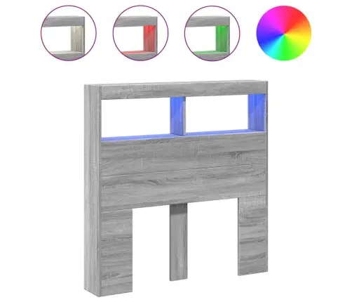 Galvgaļa Skapis Ar Led, Pelēka Ozola, 100X17X102 Cm Vidaxl