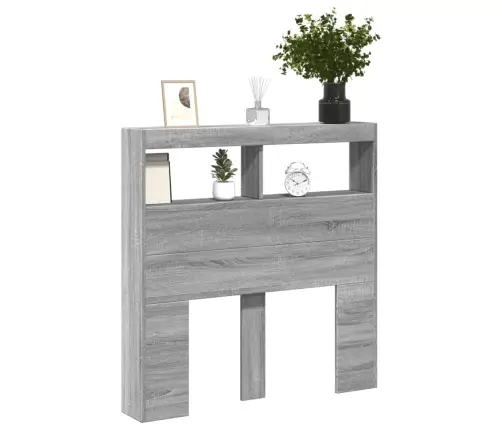 Galvgaļa Skapis Ar Led, Pelēka Ozola, 100X17X102 Cm Vidaxl