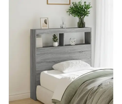 Galvgaļa Skapis Ar Led, Pelēka Ozola, 100X17X102 Cm Vidaxl