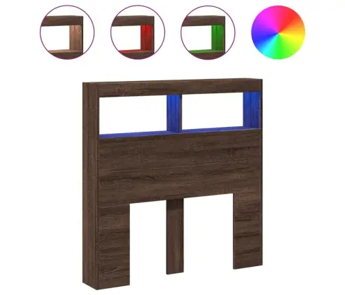 Voodipeatsi Kapp Led-Tuledega, Pruun Tamm, 100X17X102 Cm