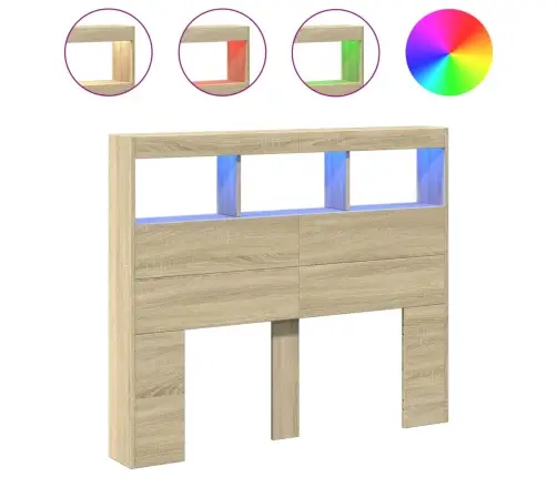 Galvgaļa Skapis Ar Led, Ozolkoka Krāsa, 120X17X102 Cm Vidaxl