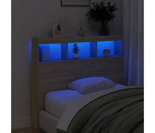 Galvgaļa Skapis Ar Led, Ozolkoka Krāsa, 120X17X102 Cm Vidaxl