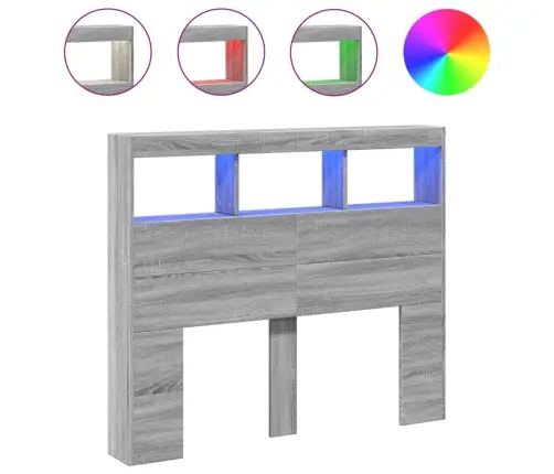 Galvgaļa Skapis Ar Led, Pelēka Ozola, 120X17X102 Cm Vidaxl