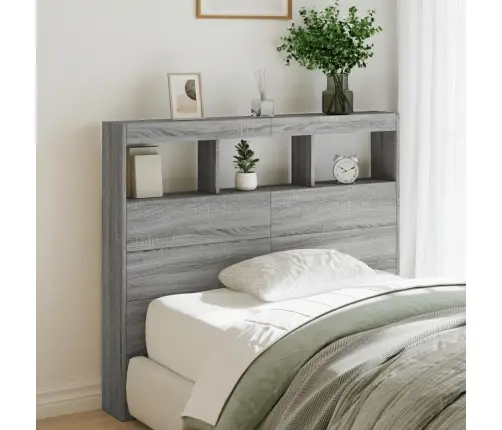 Galvgaļa Skapis Ar Led, Pelēka Ozola, 120X17X102 Cm Vidaxl