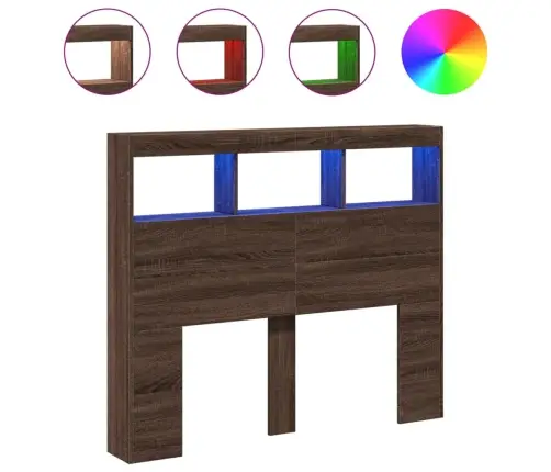 Galvgaļa Skapis Ar Led, Brūna Ozola, 120X17X102 Cm Vidaxl