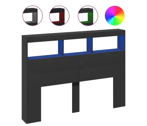 Galvgaļa Skapis Ar Led, Melns, 140X17X102 Cm Vidaxl