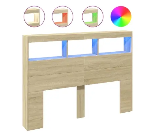 Galvgaļa Skapis Ar Led, Ozolkoka Krāsa, 140X17X102 Cm Vidaxl