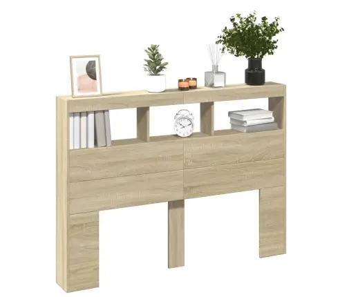 Galvgaļa Skapis Ar Led, Ozolkoka Krāsa, 140X17X102 Cm Vidaxl