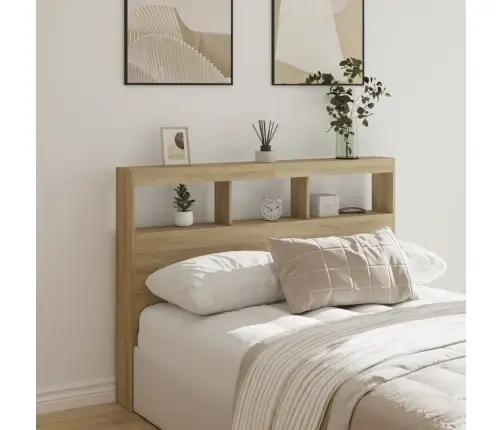 Galvgaļa Skapis Ar Led, Ozolkoka Krāsa, 140X17X102 Cm Vidaxl