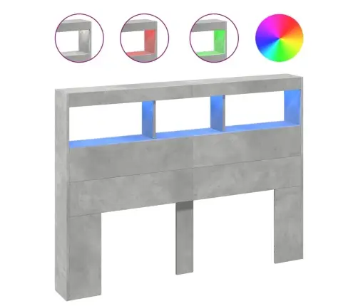 Galvgaļa Skapis Ar Led, Betona Pelēks, 140X17X102 Cm Vidaxl