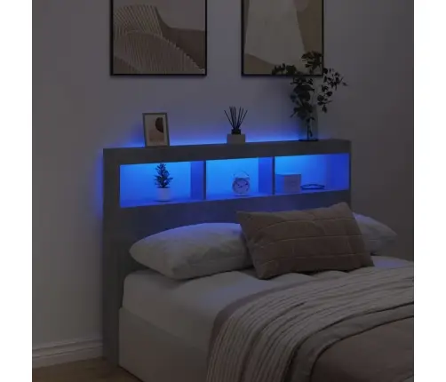Galvgaļa Skapis Ar Led, Betona Pelēks, 140X17X102 Cm Vidaxl