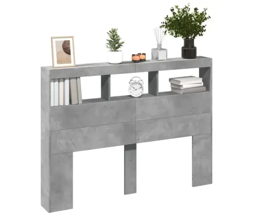 Galvgaļa Skapis Ar Led, Betona Pelēks, 140X17X102 Cm Vidaxl