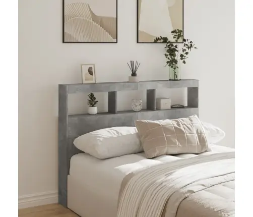 Galvgaļa Skapis Ar Led, Betona Pelēks, 140X17X102 Cm Vidaxl