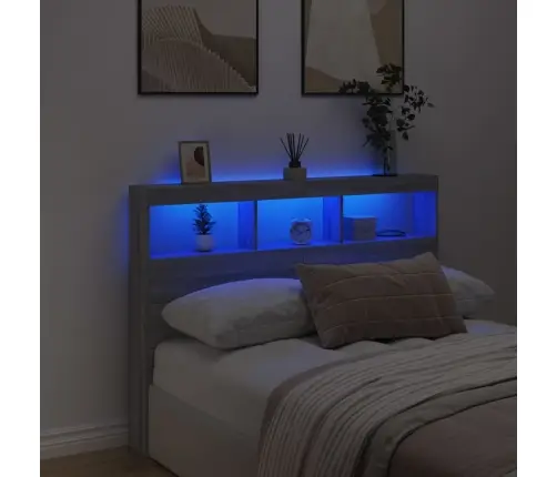 Voodipeatsi Kapp Led-Tuledega Hall Sonoma Tamm 140X17X102 Cm