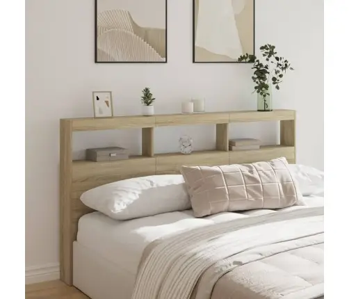 Galvgaļa Skapis Ar Led, Ozolkoka Krāsa, 180X17X102 Cm Vidaxl