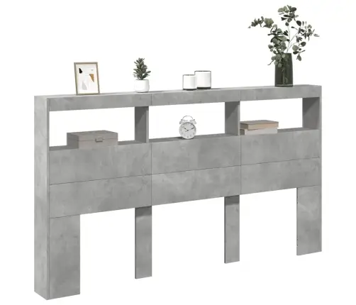 Galvgaļa Skapis Ar Led, Betona Pelēks, 180X17X102 Cm Vidaxl