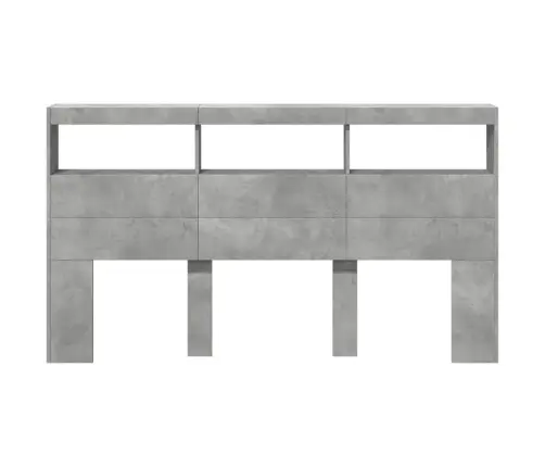 Galvgaļa Skapis Ar Led, Betona Pelēks, 180X17X102 Cm Vidaxl