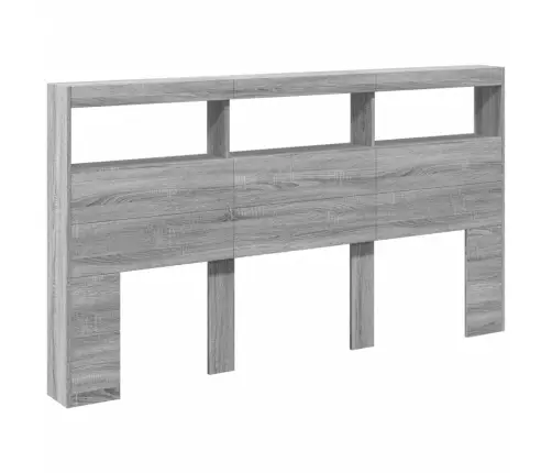 Galvgaļa Skapis Ar Led, Pelēka Ozola, 180X17X102 Cm Vidaxl
