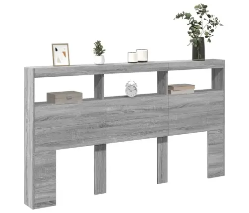 Galvgaļa Skapis Ar Led, Pelēka Ozola, 180X17X102 Cm Vidaxl