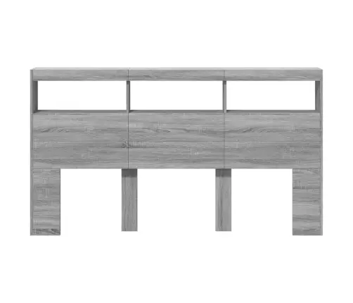 Galvgaļa Skapis Ar Led, Pelēka Ozola, 180X17X102 Cm Vidaxl