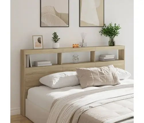 Voodipeatsi Kapp Led-Tuledega, Sonoma Tamm, 200X17X102 Cm