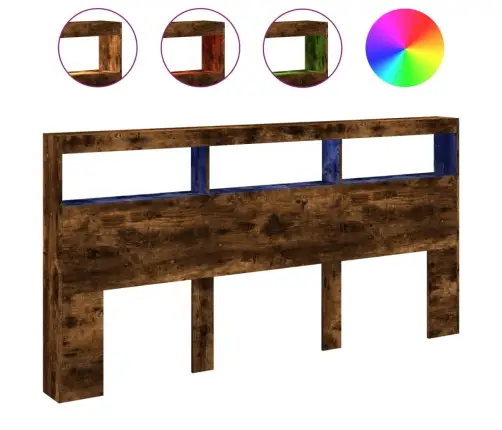 Galvgaļa Skapis Ar Led, Ozolkoka Krāsa, 200X17X102 Cm Vidaxl