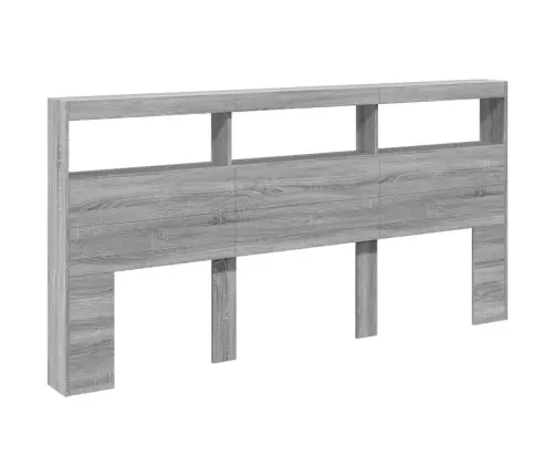 Galvūgalis-Spintelė Su Led, Pilkos Ąžuolo Spalvos, 200X17X102Cm Galvūgalis-Spintelė Su Led, Pilkos Ąžuolo Spalvos, 200X17X102Cm