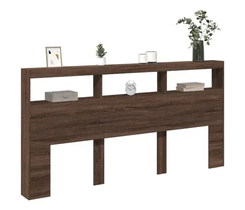 Voodipeatsi Kapp Led-Tuledega, Pruun Tamm, 200X17X102 Cm