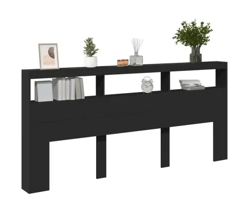 Galvgaļa Skapis Ar Led, Melns, 220X17X102 Cm Vidaxl