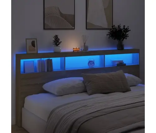 Galvgaļa Skapis Ar Led, Ozolkoka Krāsa, 220X17X102 Cm Vidaxl