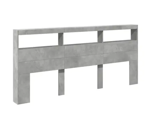 Voodipeatsi Kapp Led-Tuledega, Betoonhall, 200X17X102 Cm