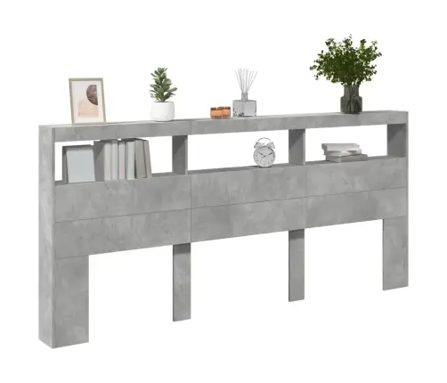 Voodipeatsi Kapp Led-Tuledega, Betoonhall, 200X17X102 Cm