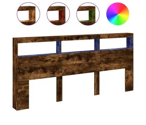 Galvgaļa Skapis Ar Led, Ozolkoka Krāsa, 220X17X102 Cm Vidaxl