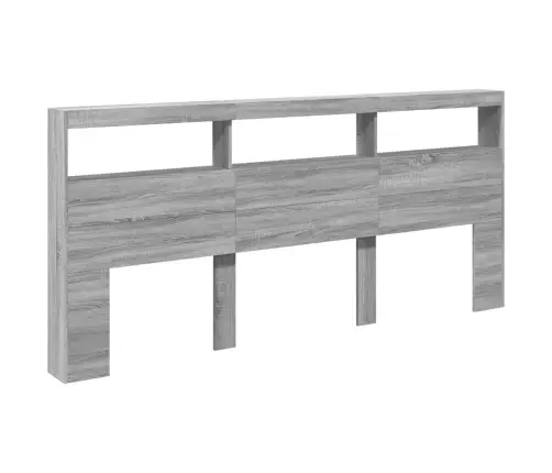 Galvgaļa Skapis Ar Led, Pelēka Ozola, 220X17X102 Cm Vidaxl