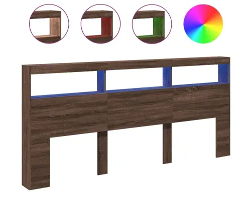 Galvgaļa Skapis Ar Led, Brūna Ozola, 220X17X102 Cm Vidaxl