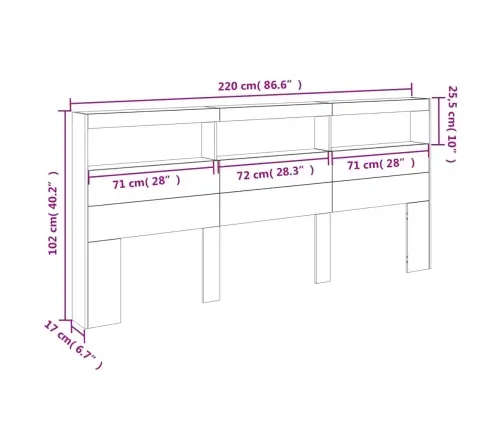 Galvgaļa Skapis Ar Led, Brūna Ozola, 220X17X102 Cm Vidaxl