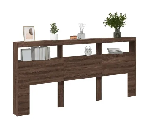 Galvgaļa Skapis Ar Led, Brūna Ozola, 220X17X102 Cm Vidaxl