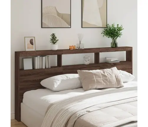 Galvgaļa Skapis Ar Led, Brūna Ozola, 220X17X102 Cm Vidaxl